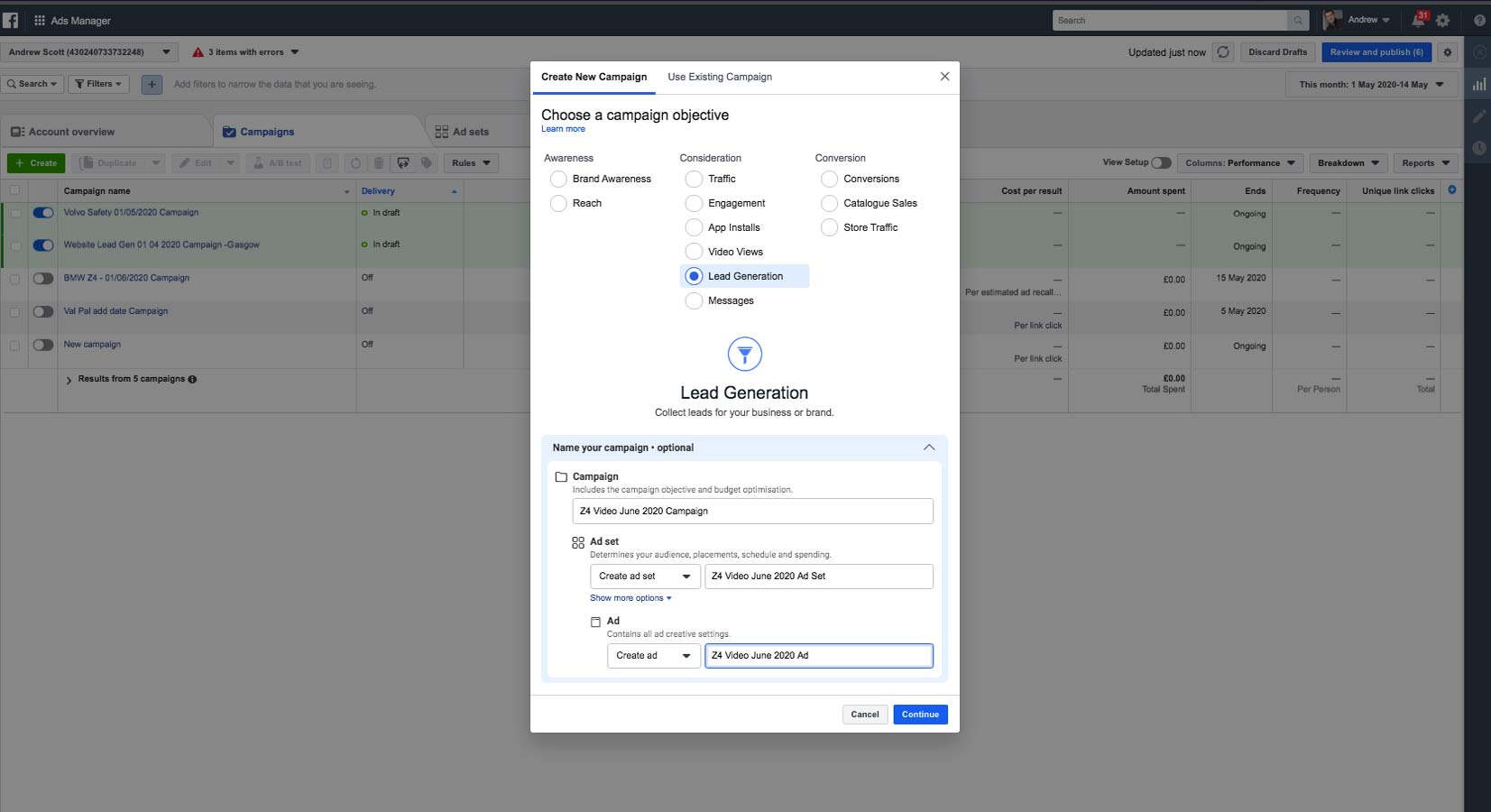 screenshot of Introduction to Creating an ad campaign with Facebook 